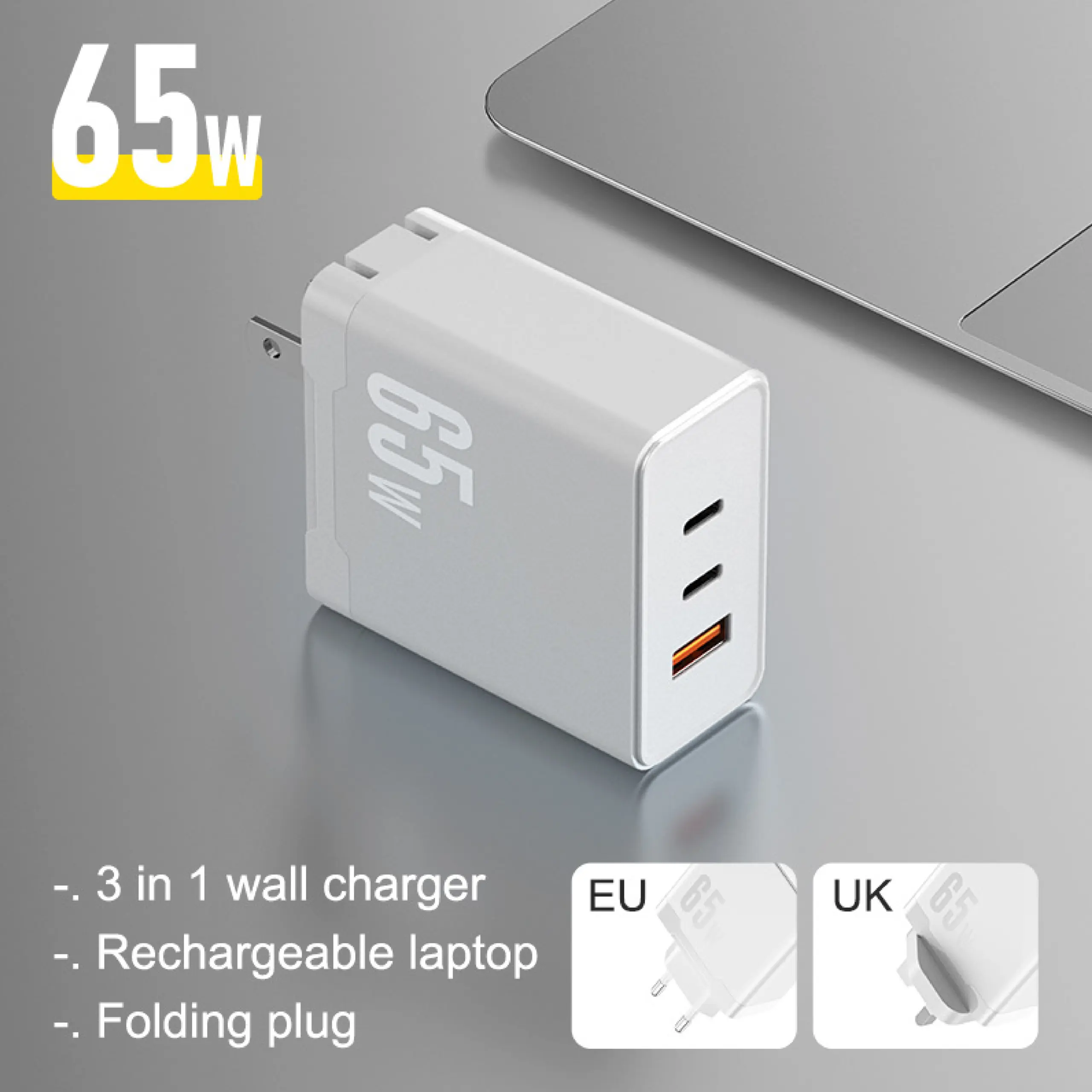 65W GaN Multi-Port Charger - UK Plug