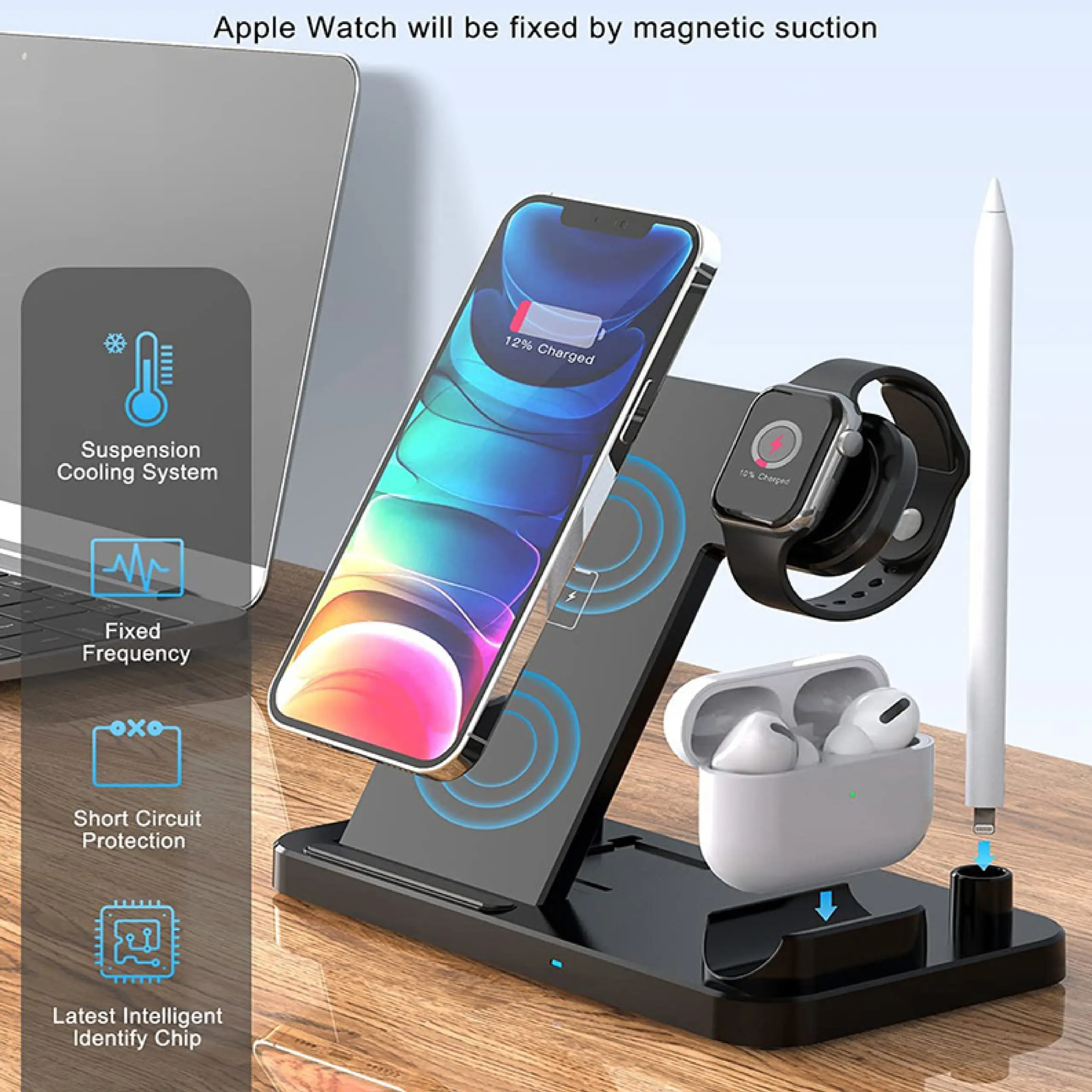 Foldable 3-in-1 Wireless Charger Stand - الصورة 2