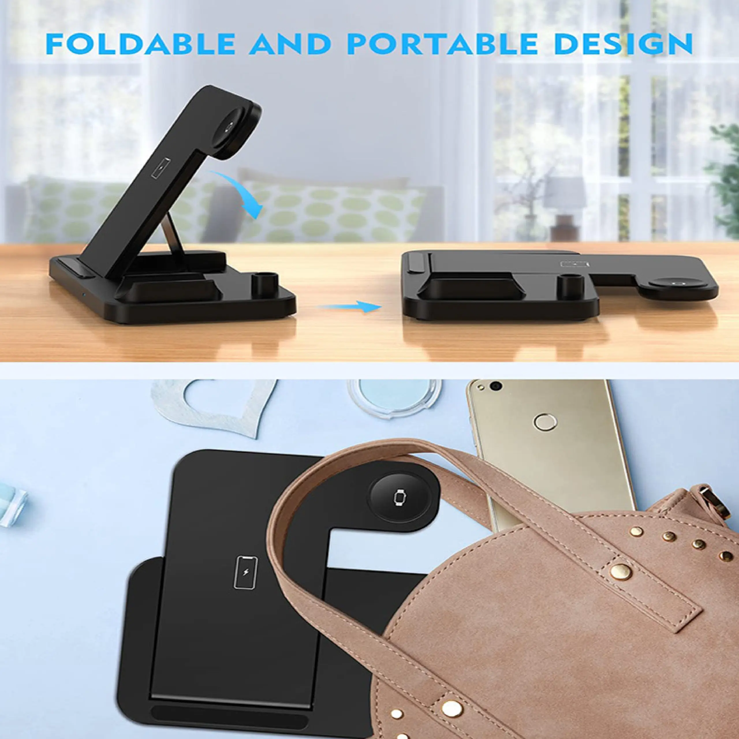 Foldable 3-in-1 Wireless Charger Stand - الصورة 4